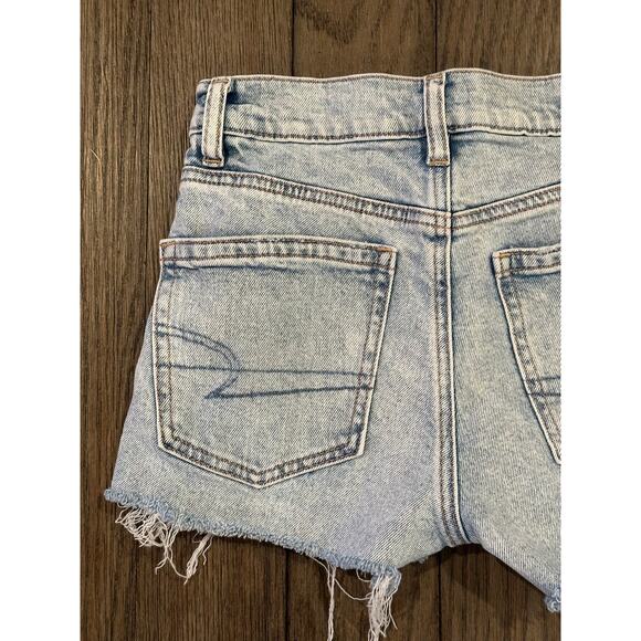 American Eagle Women's Distressed Cut Off Blue Jean Shorts 00 - Picture 5 of 10
